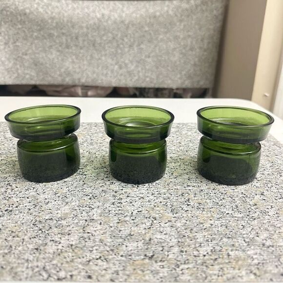 Dansk Designs Votive Candle Holder 3 Pc Rare avocado green Vintage Denmark - Picture 2 of 6